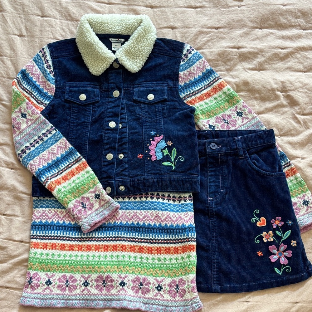Hartstrings Corduroy/Knit 3-piece Set